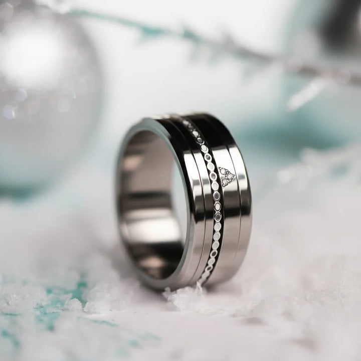 02 🎁 Inner ring (mini addon) "Starry silence" in silver with enamel coating