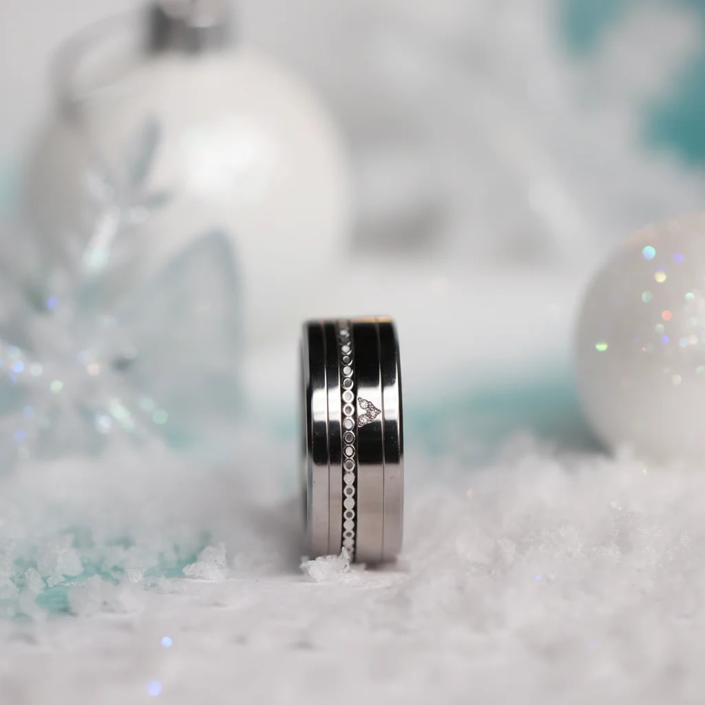 02 🎁 Inner ring (mini addon) "Starry silence" in silver with enamel coating