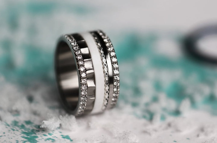 02 🎁 Inner ring (mini addon) "Starry silence" in silver with enamel coating