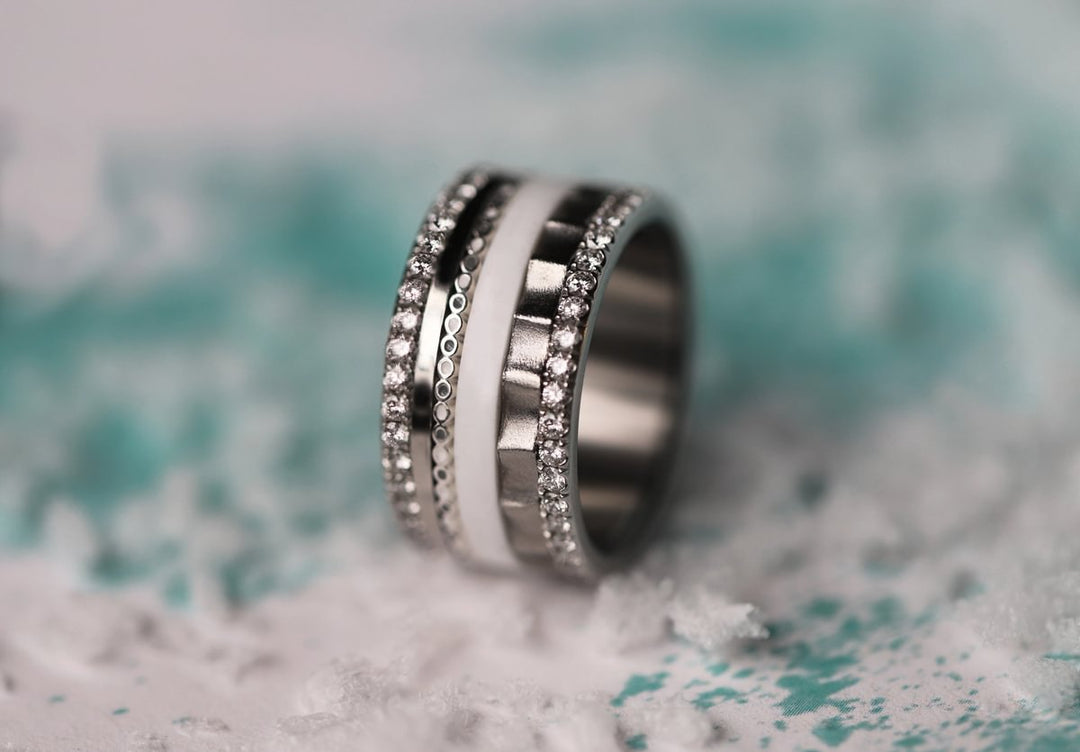 02 🎁 Inner ring (mini addon) "Starry silence" in silver with enamel coating