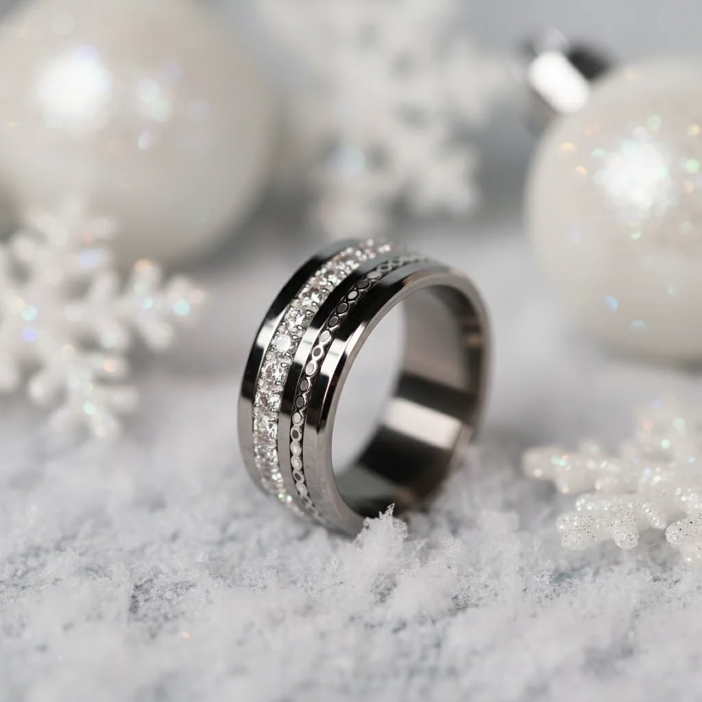 02 🎁 Inner ring (mini addon) "Starry silence" in silver with enamel coating