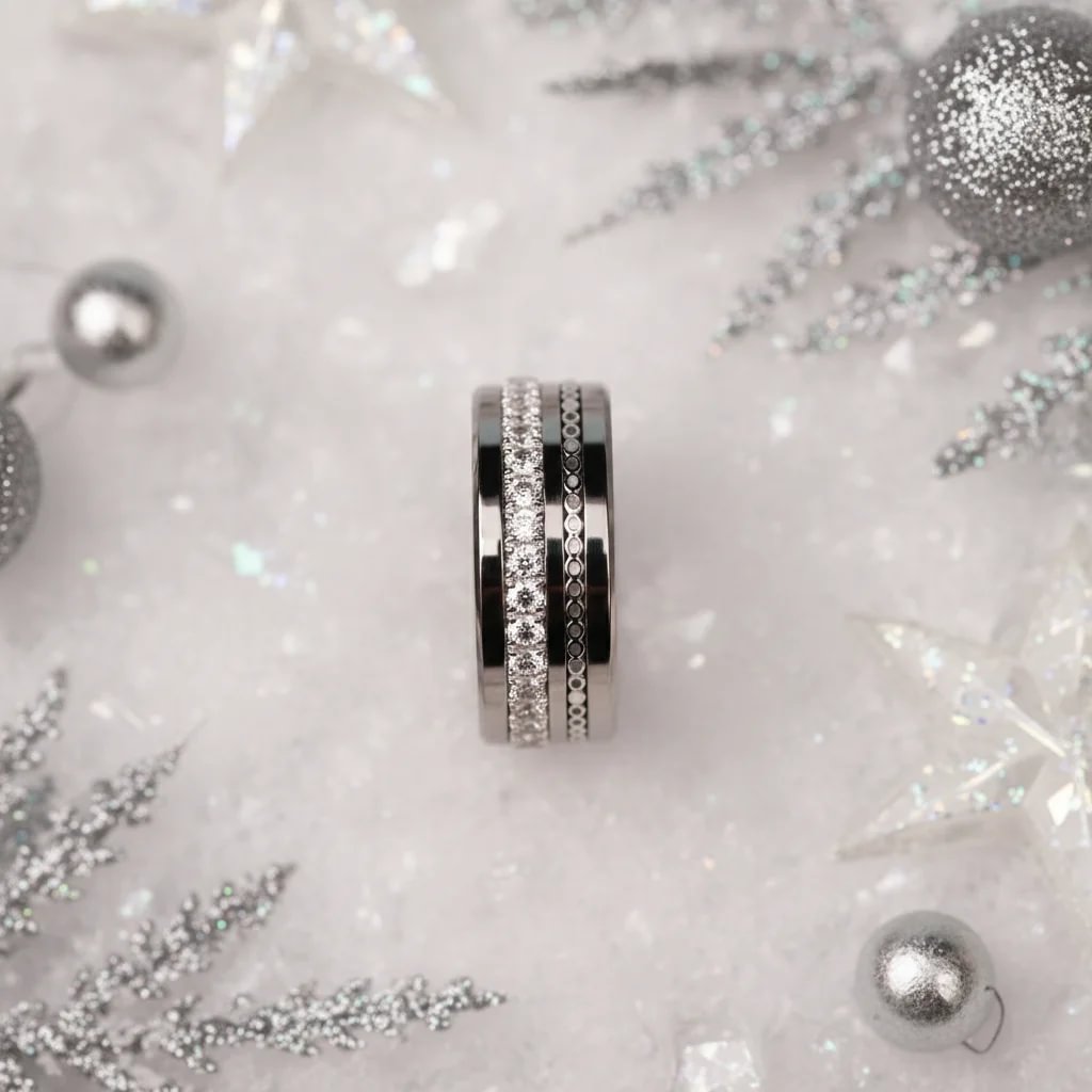 02 🎁 Inner ring (mini addon) "Starry silence" in silver with enamel coating