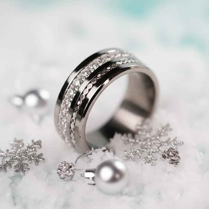 02 🎁 Inner ring (mini addon) "Starry silence" in silver with enamel coating