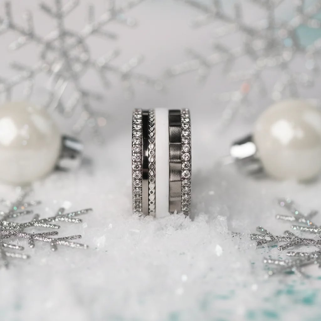 02 🎁 Inner ring (mini addon) "Starry silence" in silver with enamel coating