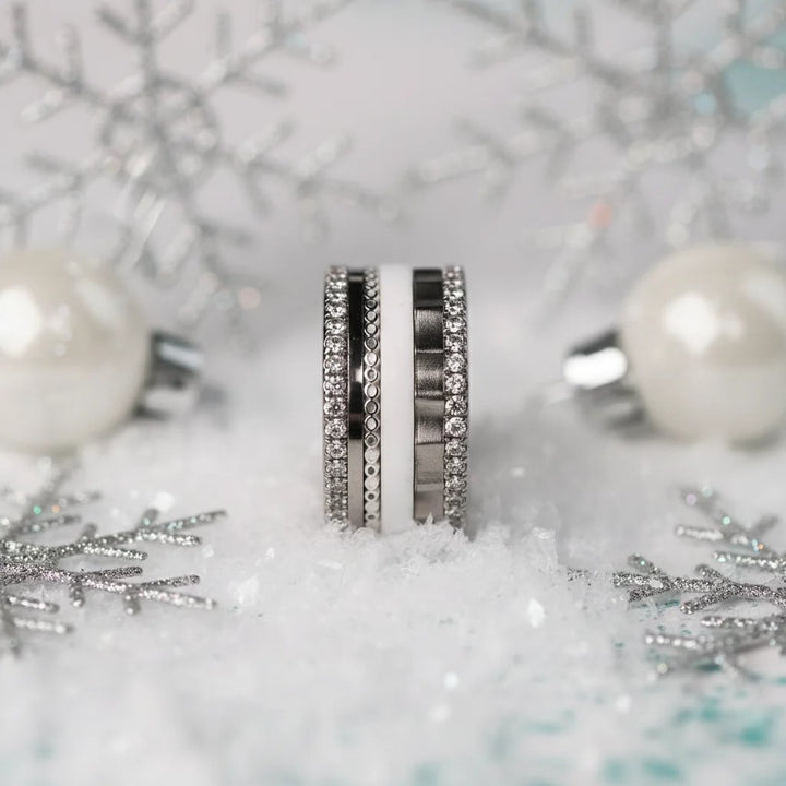 02 🎁 Inner ring (mini addon) "Starry silence" in silver with enamel coating