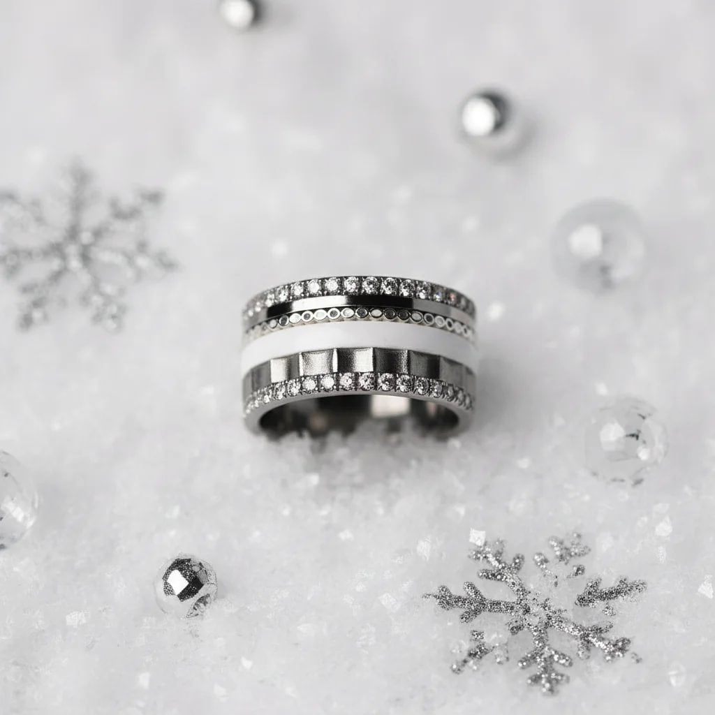 02 🎁 Inner ring (mini addon) "Starry silence" in silver with enamel coating