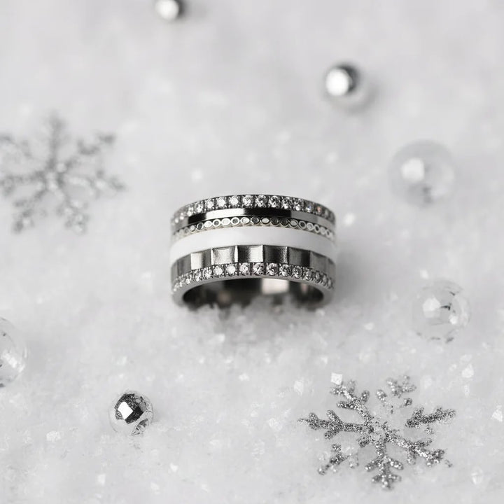 02 🎁 Inner ring (mini addon) "Starry silence" in silver with enamel coating