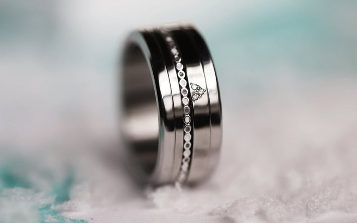 02 🎁 Inner ring (mini addon) "Starry silence" in silver with enamel coating