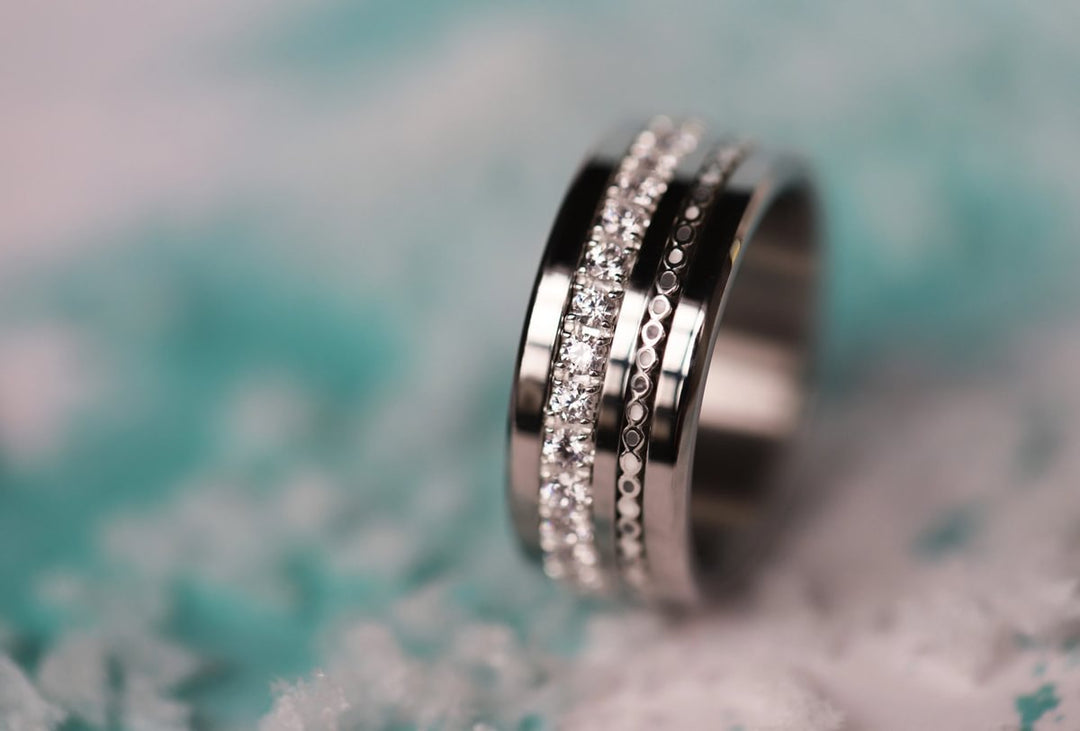 02 🎁 Inner ring (mini addon) "Starry silence" in silver with enamel coating