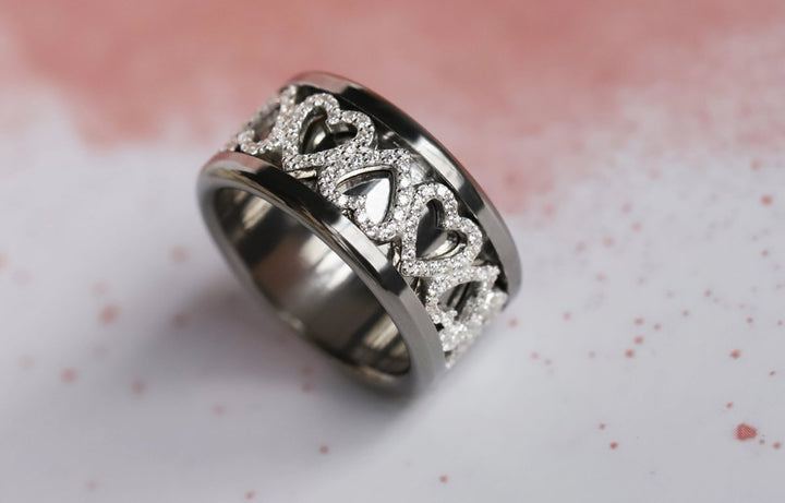 Anneau (addon) "Amour sincère" en argent 925 serti de zircons