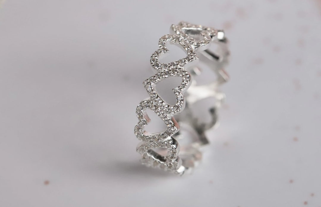 Anneau (addon) "Amour sincère" en argent 925 serti de zircons