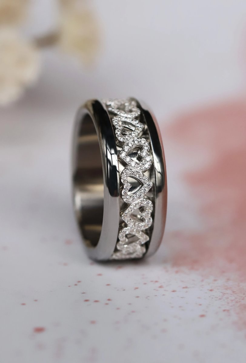 Anneau (addon deux tiers) "Amour sincère" en argent 925 serti de zircons