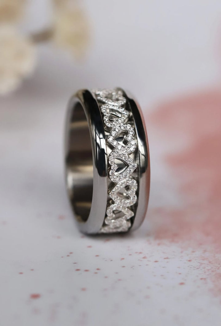 Anneau (addon deux tiers) "Amour sincère" en argent 925 serti de zircons