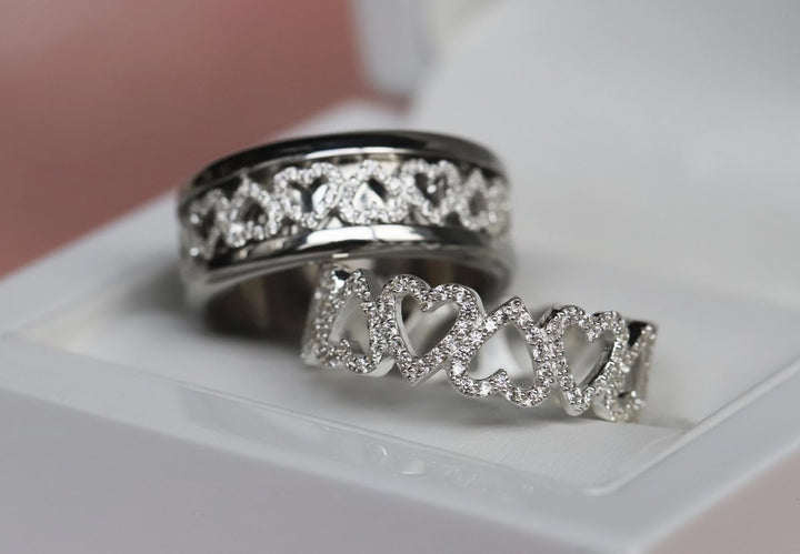 Anneau (addon) "Amour sincère" en argent 925 serti de zircons