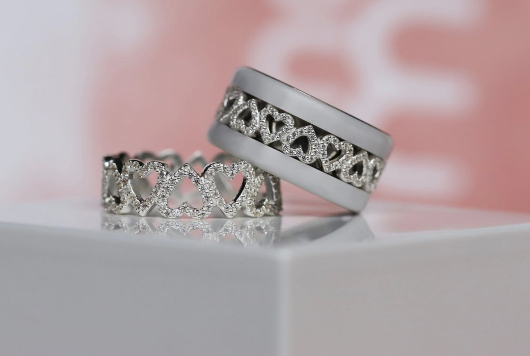 Anneau (addon deux tiers) "Amour sincère" en argent 925 serti de zircons