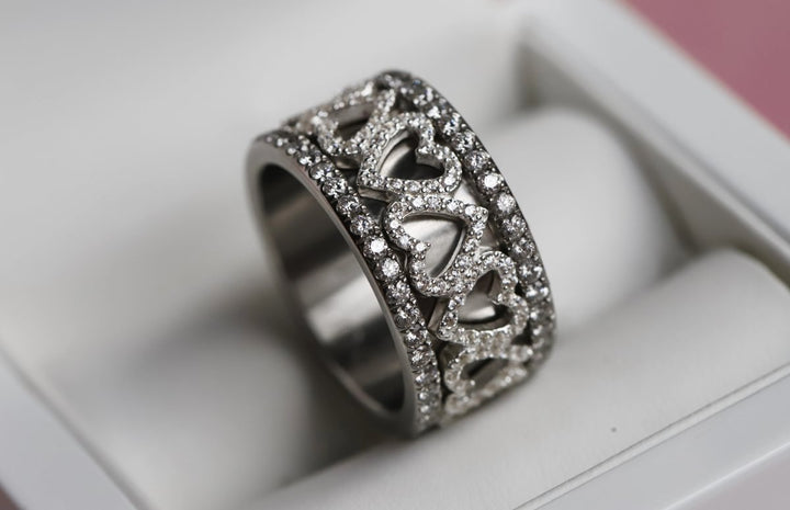 Anneau (addon) "Amour sincère" en argent 925 serti de zircons