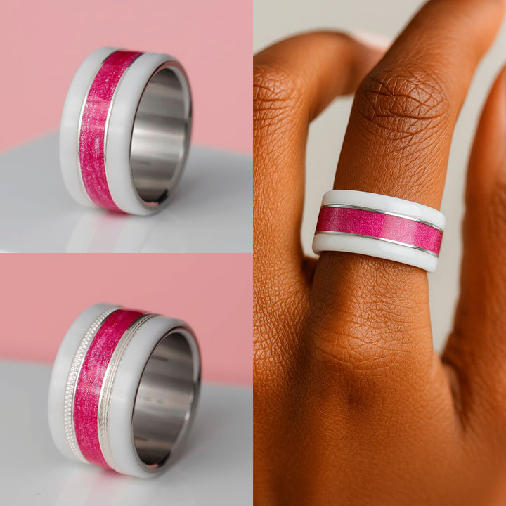 Bright rose  💖 💖   2/3 addon in 925 silver with pink enamel coating - shiny