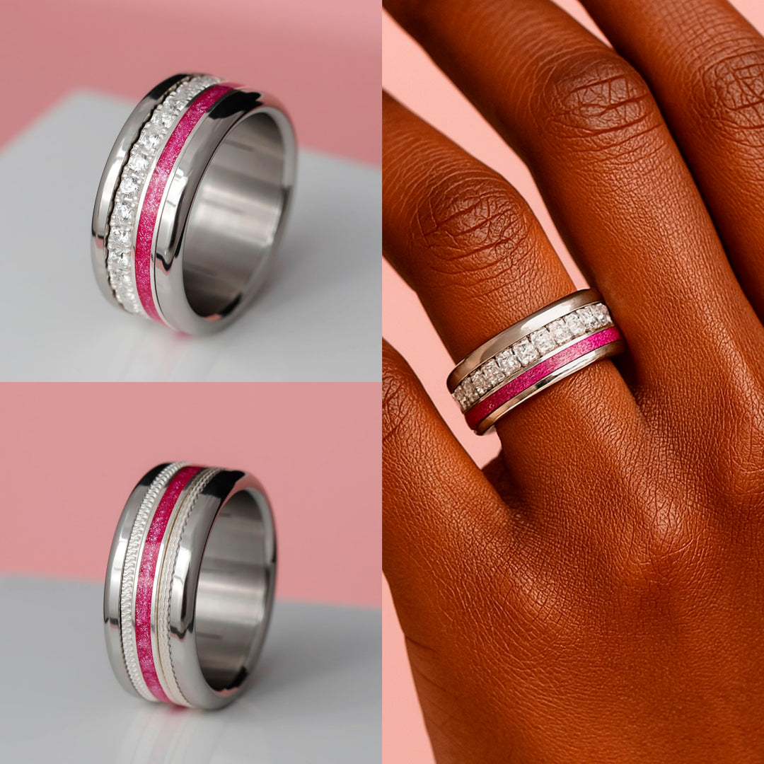 Bright rose  💖 💖 Medium Addon aus 925 Silber mit rosa brillanten Emaille-Beschichtung