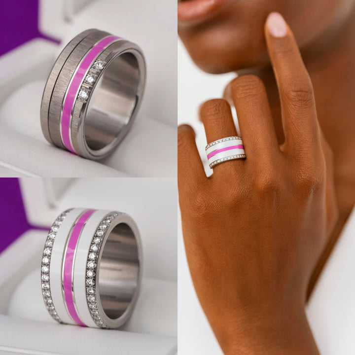 Inner ring (medium addon) "Serene" in 925 silver with purple enamel coating