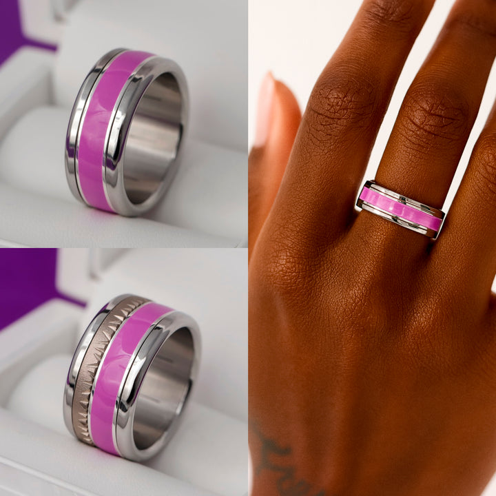 Inner ring (2/3 addon) "Serene" in 925 silver with purple enamel coating