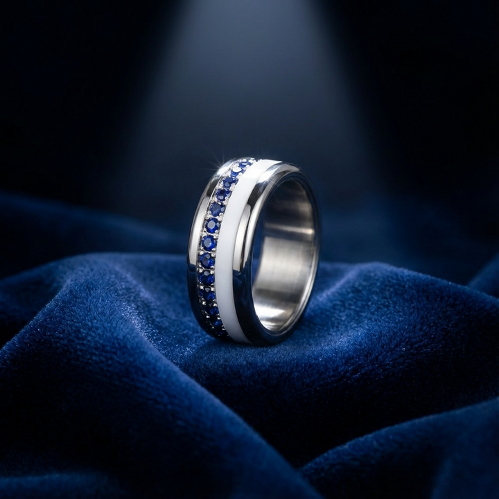 Bague mood en argent 925 et zircons "Écrin royal" avec couleur interchangeable