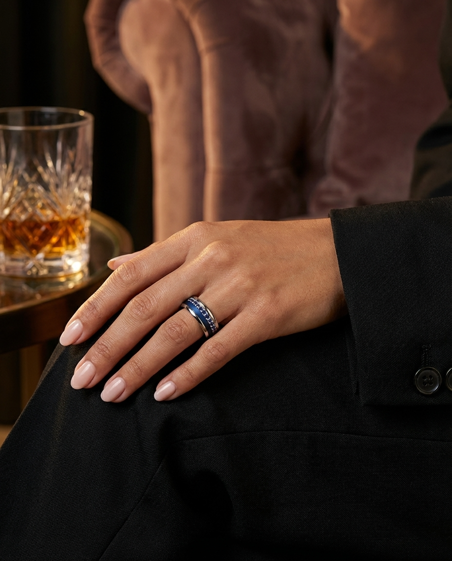 Bague mood en argent 925 et zircons "Écrin royal" avec couleur interchangeable