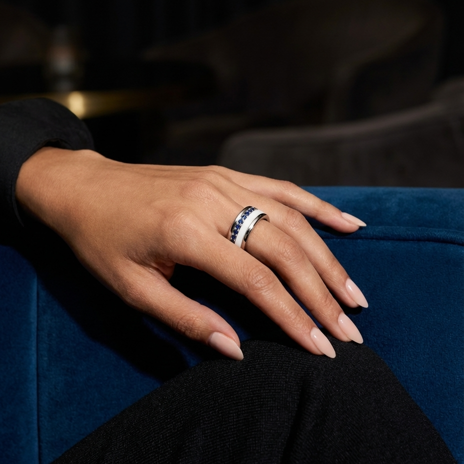 Bague mood en argent 925 et zircons "Écrin royal" avec couleur interchangeable