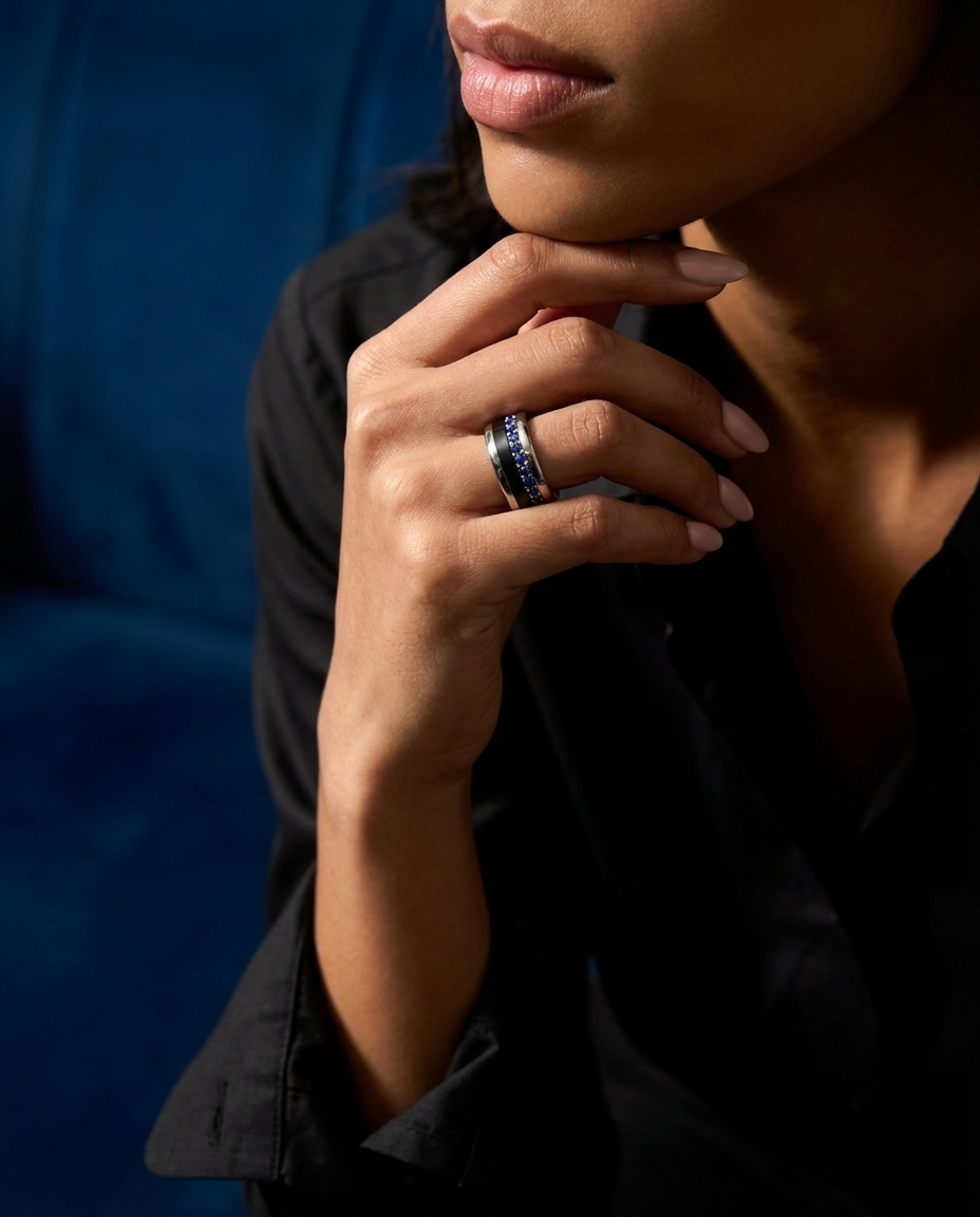 Bague mood en argent 925 et zircons "Écrin royal" avec couleur interchangeable