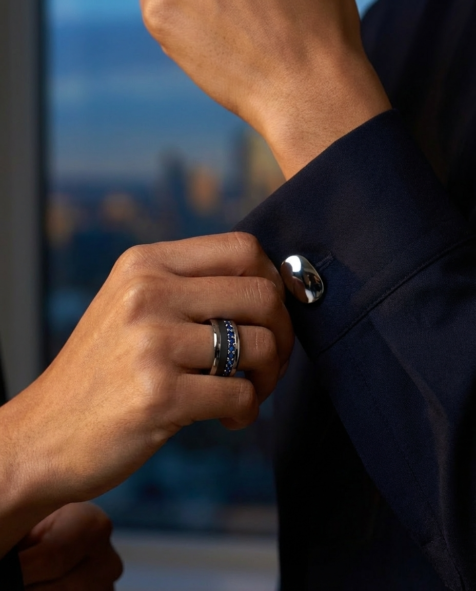 Bague mood en argent 925 et zircons "Écrin royal" avec couleur interchangeable