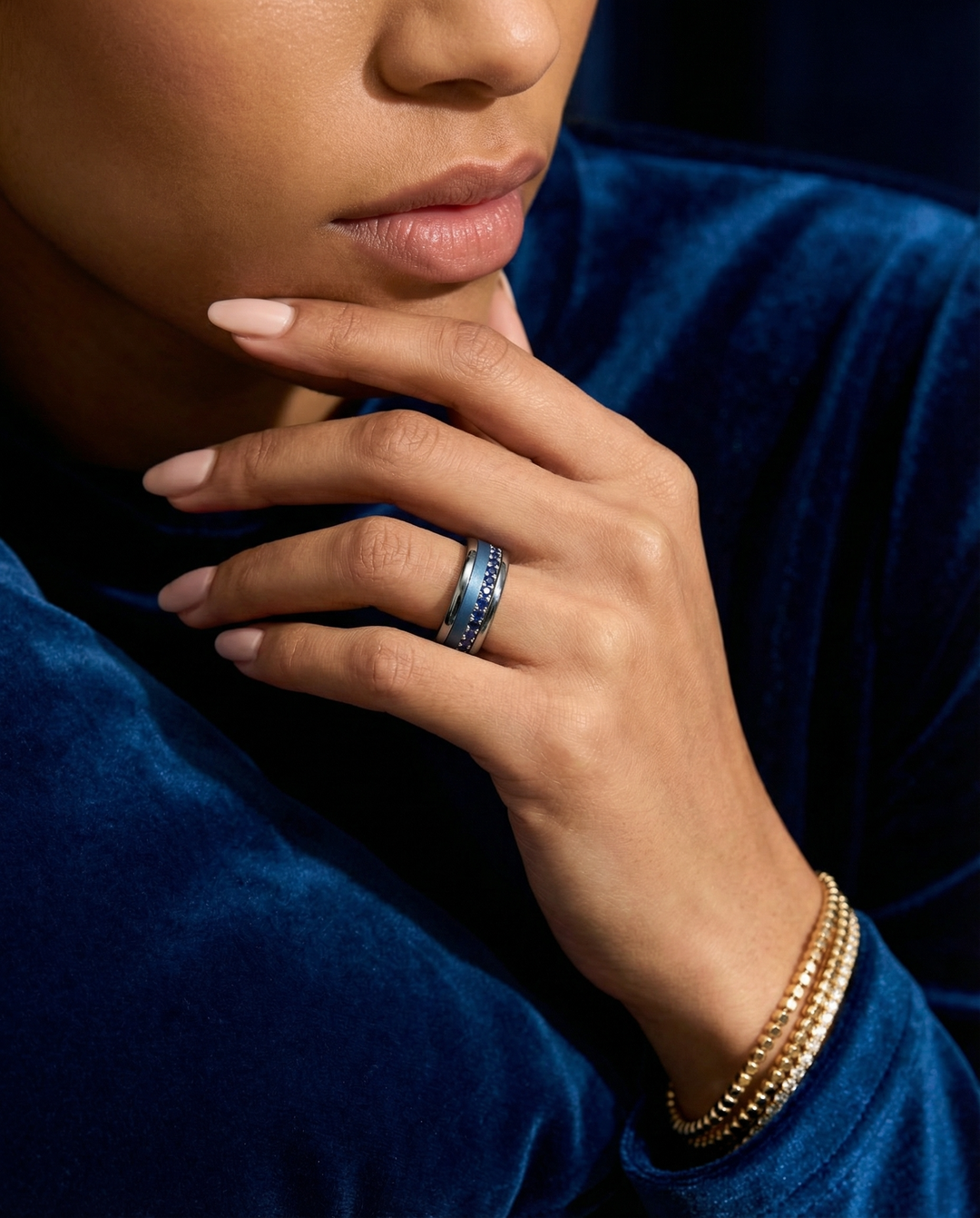 Bague mood en argent 925 et zircons "Écrin royal" avec couleur interchangeable