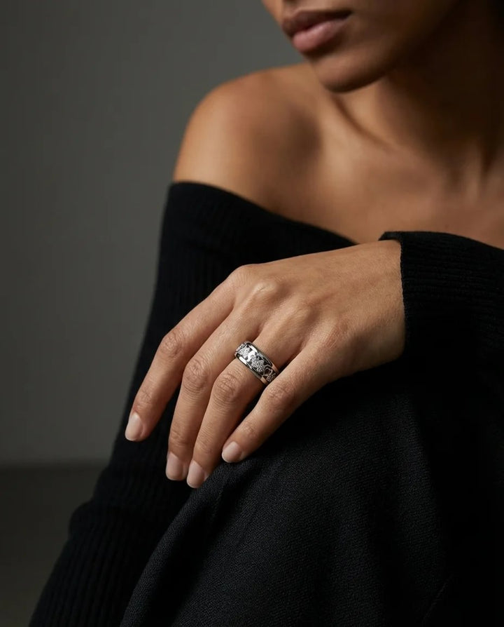 Bague mood en argent 925 et zircons "Premier amour"