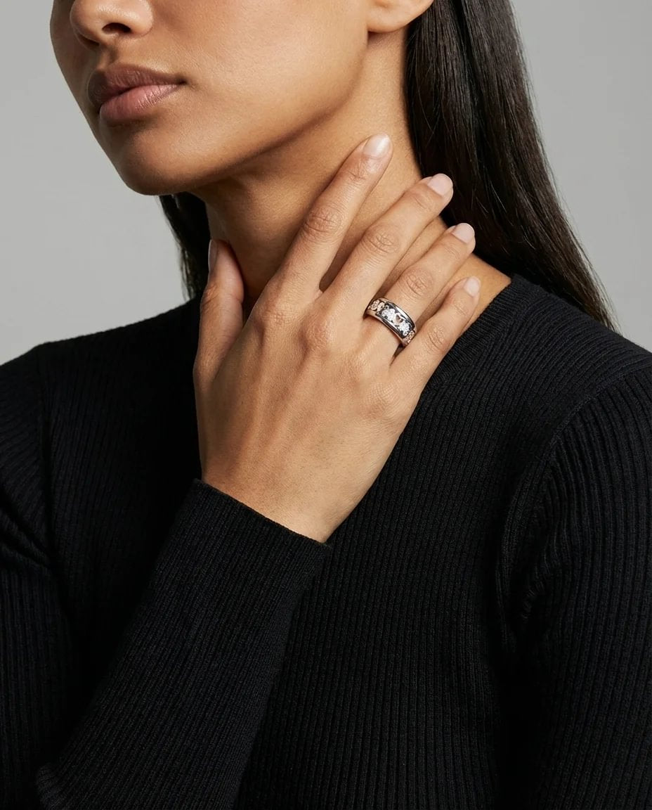 Bague mood en argent 925 et zircons "Premier amour"