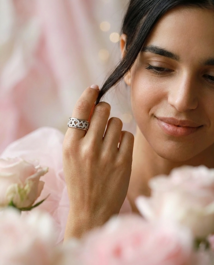 Anneau (addon) "Amour sincère" en argent 925 serti de zircons