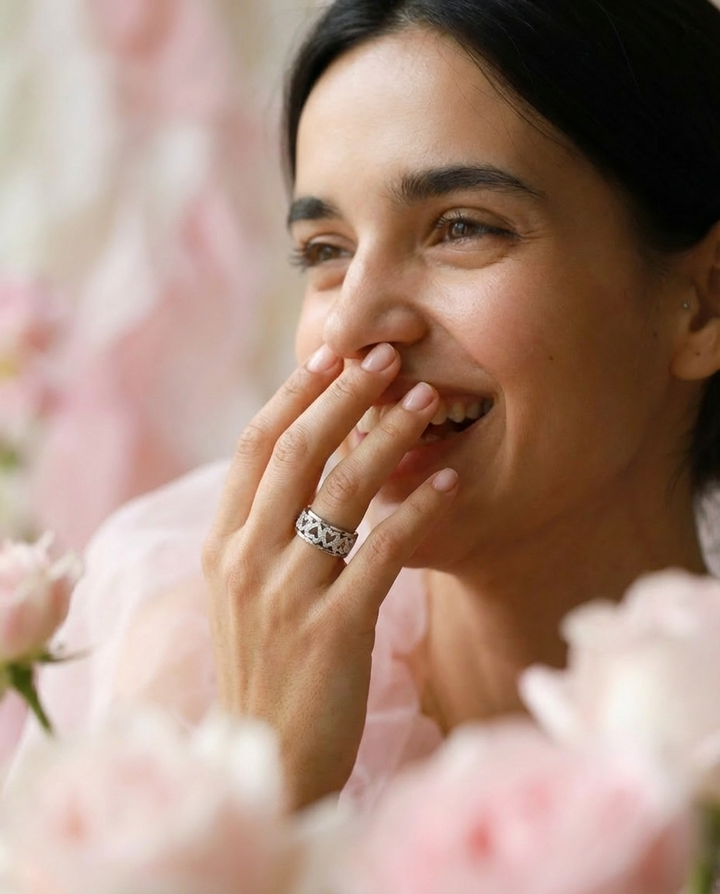 Anneau (addon) "Amour sincère" en argent 925 serti de zircons