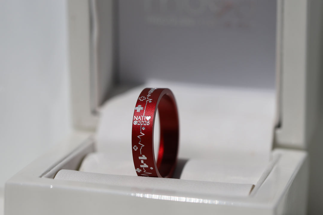Anneau mood « Sang-Froid » en aluminium rouge — Nati 2026