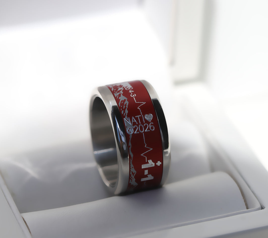 Anneau mood « Caractère » en aluminium rouge — Nati 2026