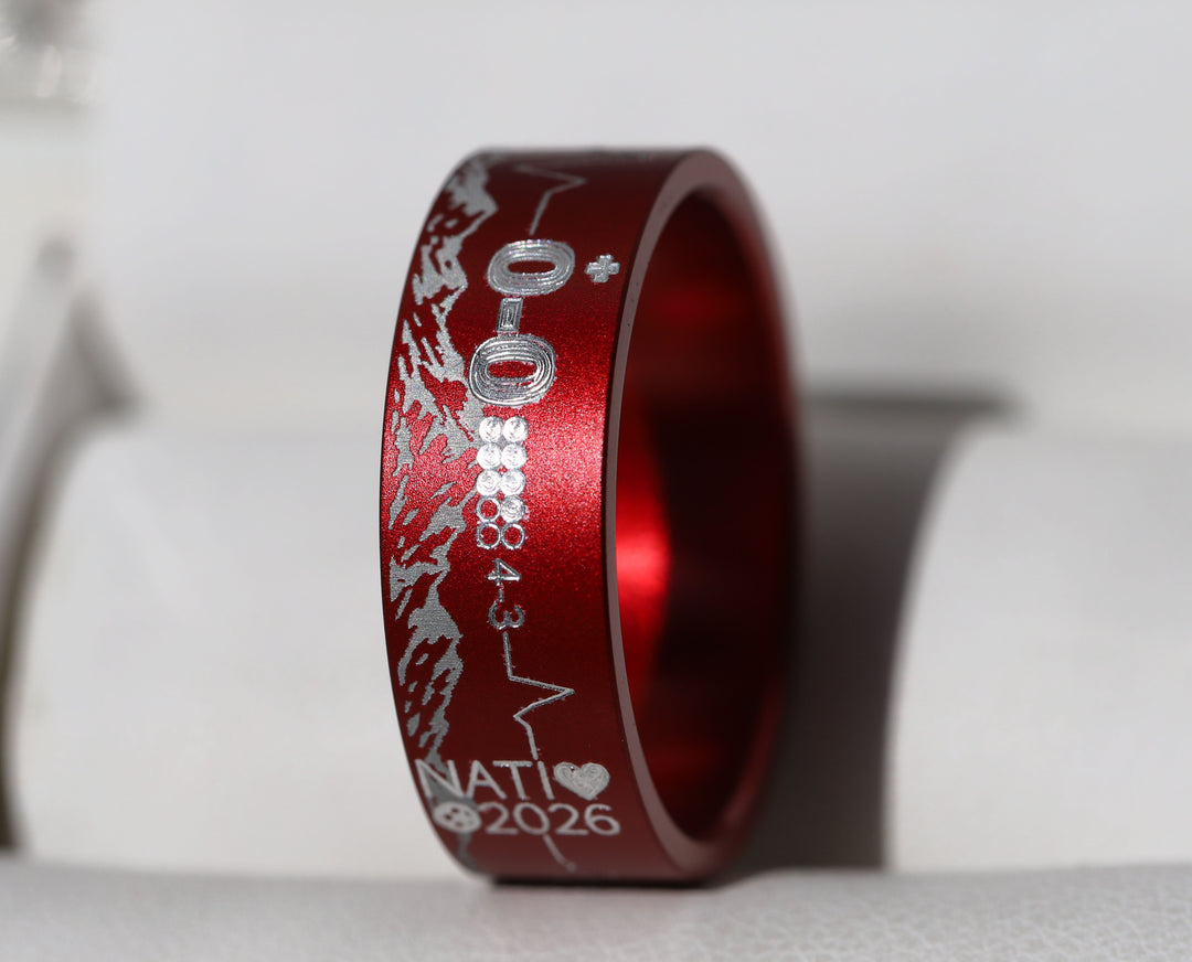 Anneau mood « Caractère » en aluminium rouge — Nati 2026