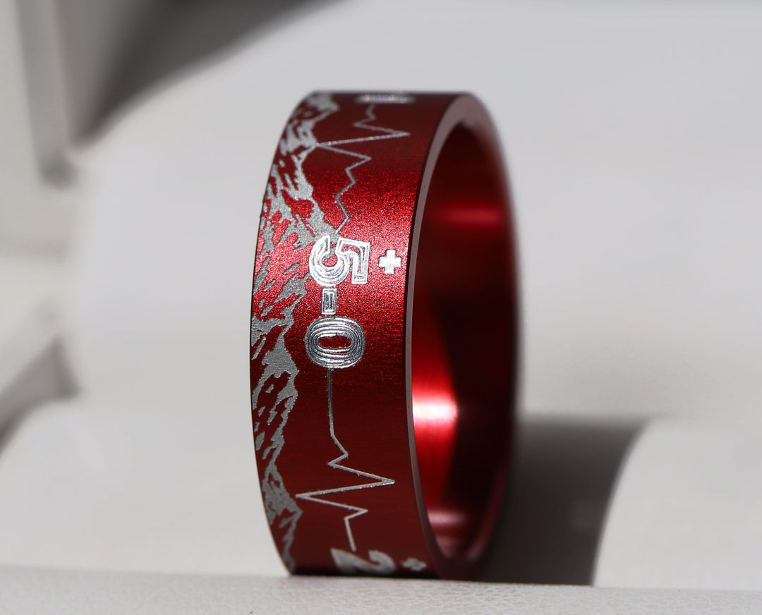 Anneau mood « Caractère » en aluminium rouge — Nati 2026