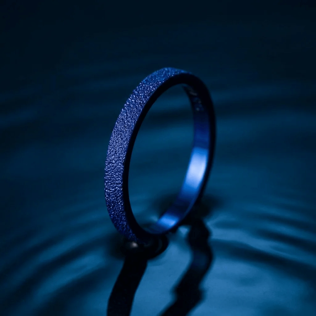 Anneau (medium) "💙 Océan - Neige éternelle" en argent glitter pour bague mood interchangeable