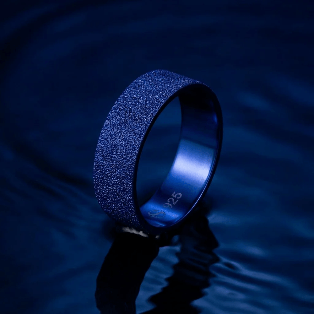Anneau (addon) "💙 Océan - Neige éternelle" en argent glitter pour bague mood interchangeable