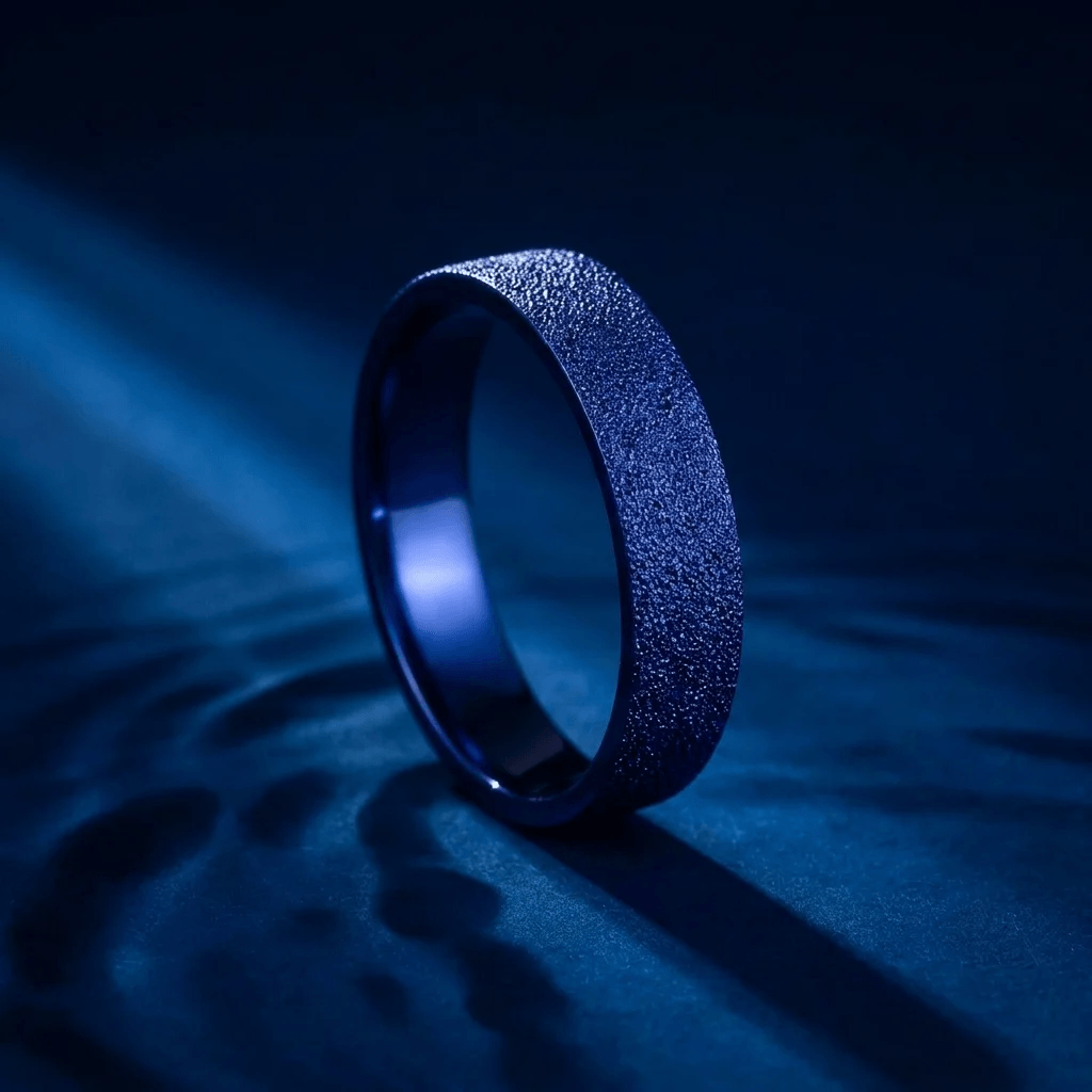 Anneau (deux tiers) "💙 Océan - Neige éternelle" en argent glitter pour bague mood interchangeable