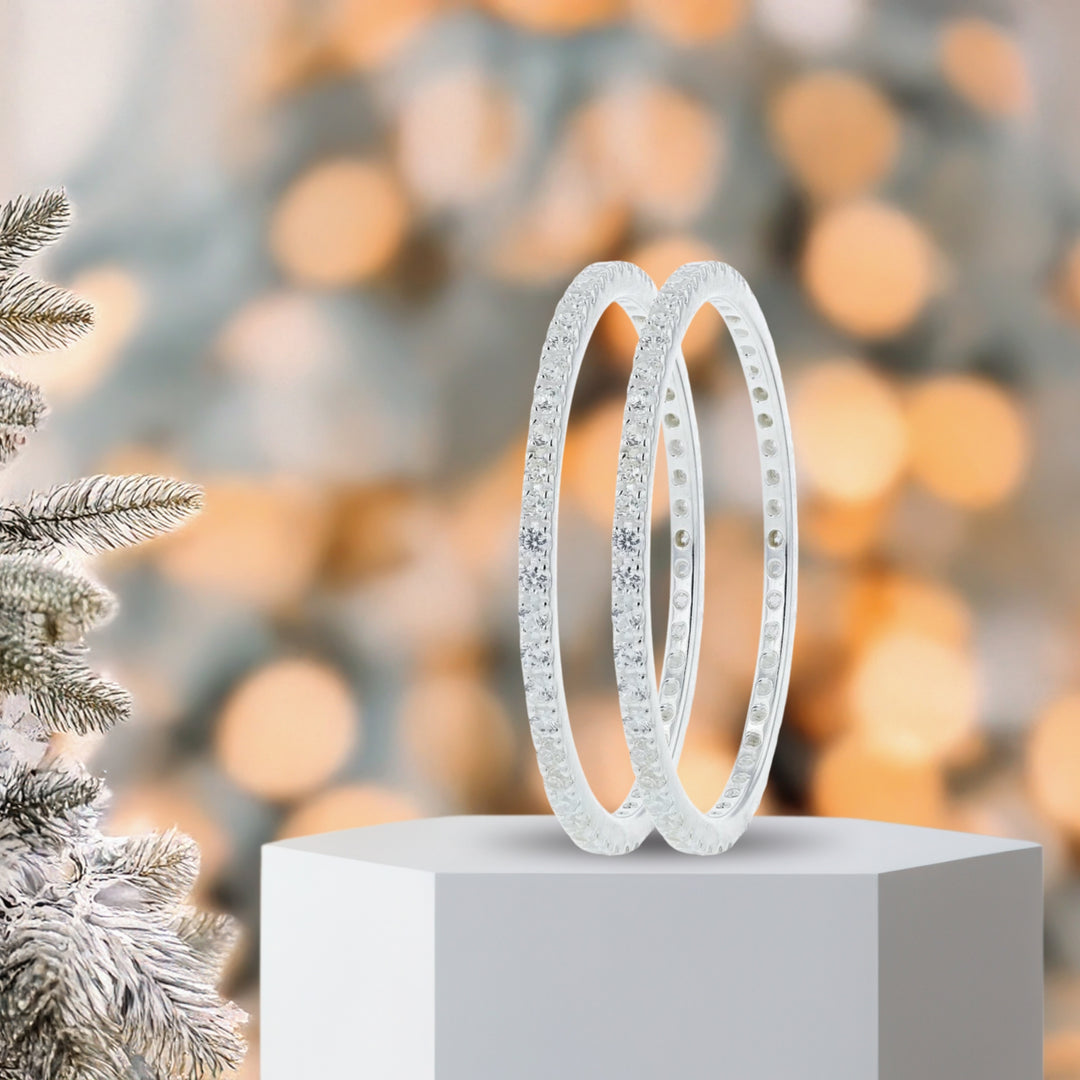 Pack de 2 anneaux(Addon Mini) "Mini Aura Authentique" en argent 925 serti de zircons pour bague mood interchangeable