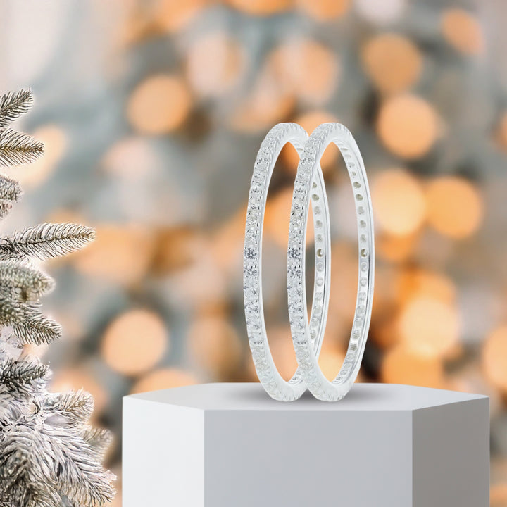 Pack de 2 anneaux(Addon Mini) "Mini Aura Authentique" en argent 925 serti de zircons pour bague mood interchangeable