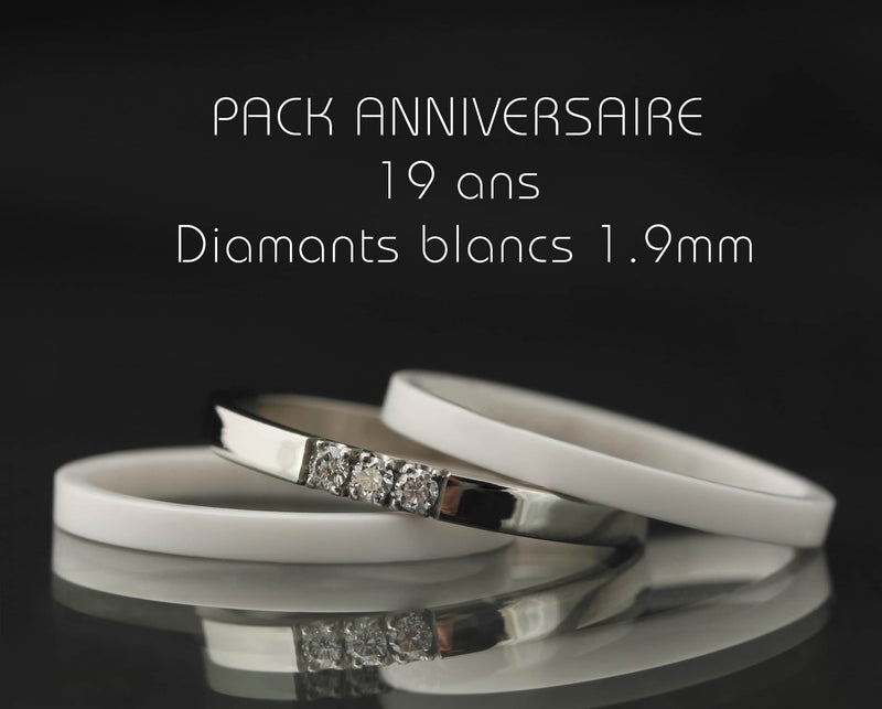 Anniversary set: 3 medium addons, 2 white medium and 1 polished steel set with three 1.9mm diamonds