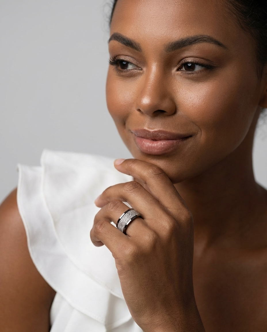 ❄️ Anneau (addon ou deux tiers) en argent Trésor entièrement serti de zircons pour bague mood interchangeable