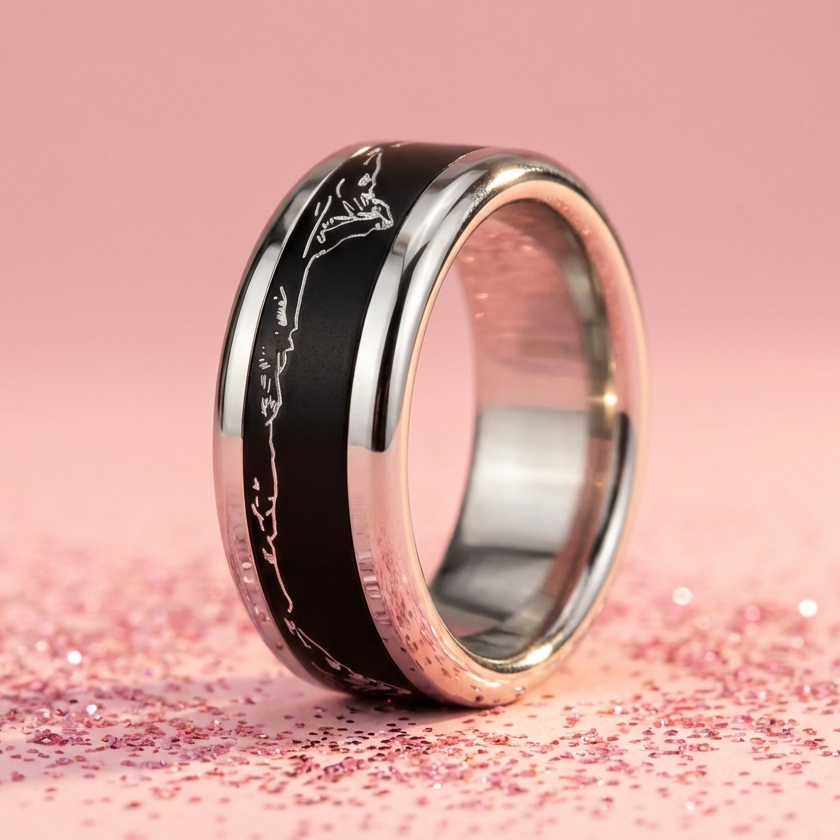 Zermatt City mood Ring with Engraved Matterhorn Design