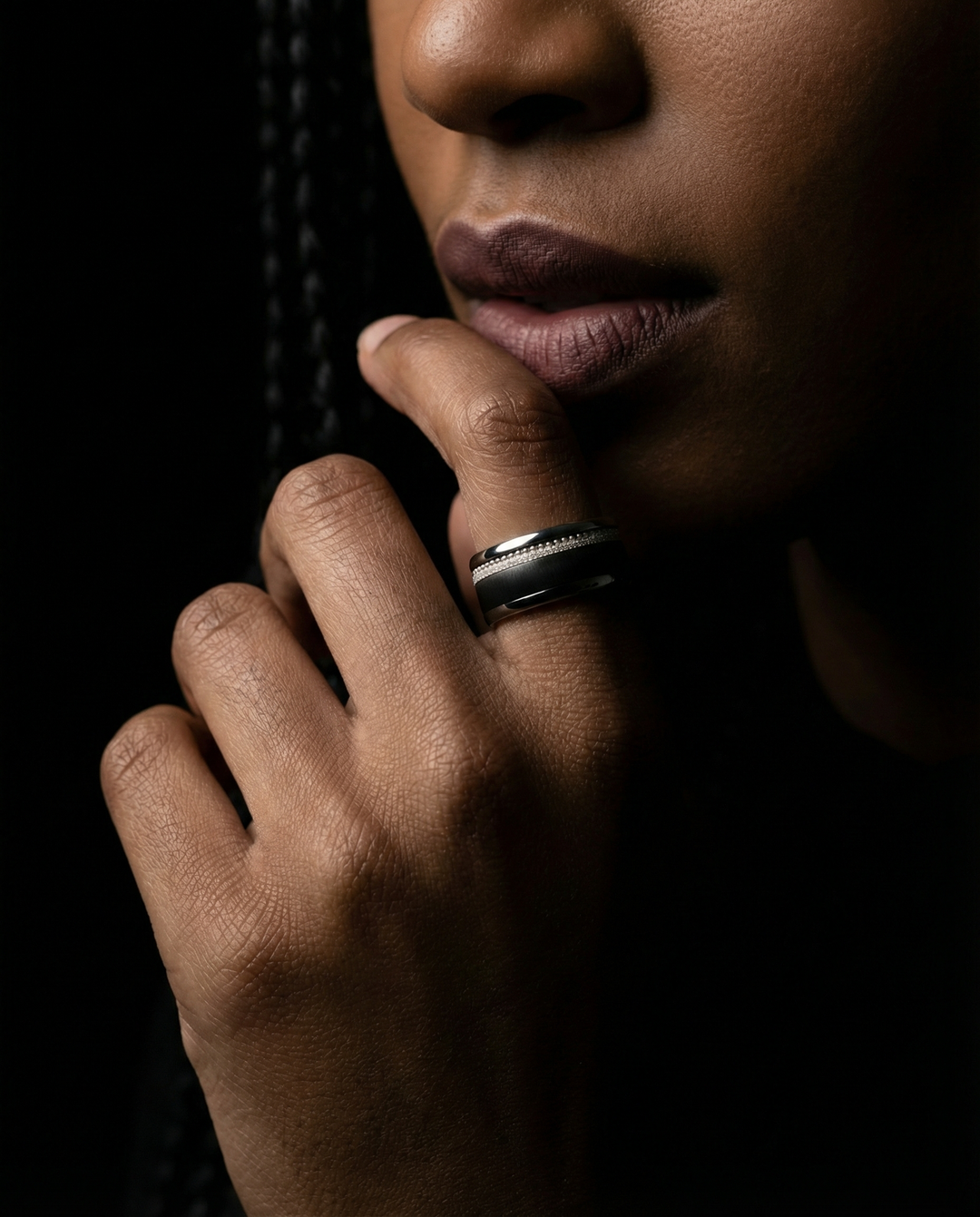 Innenring (Addon oder 2/3 Addon) Shadow aus abgestufter Edelstahl für den auswechselbaren mood Ringe