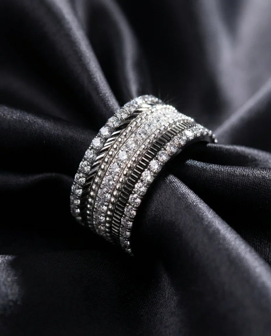 Anneau (mini) en argent 925 oxydé "Oria" pour bague mood interchangeable