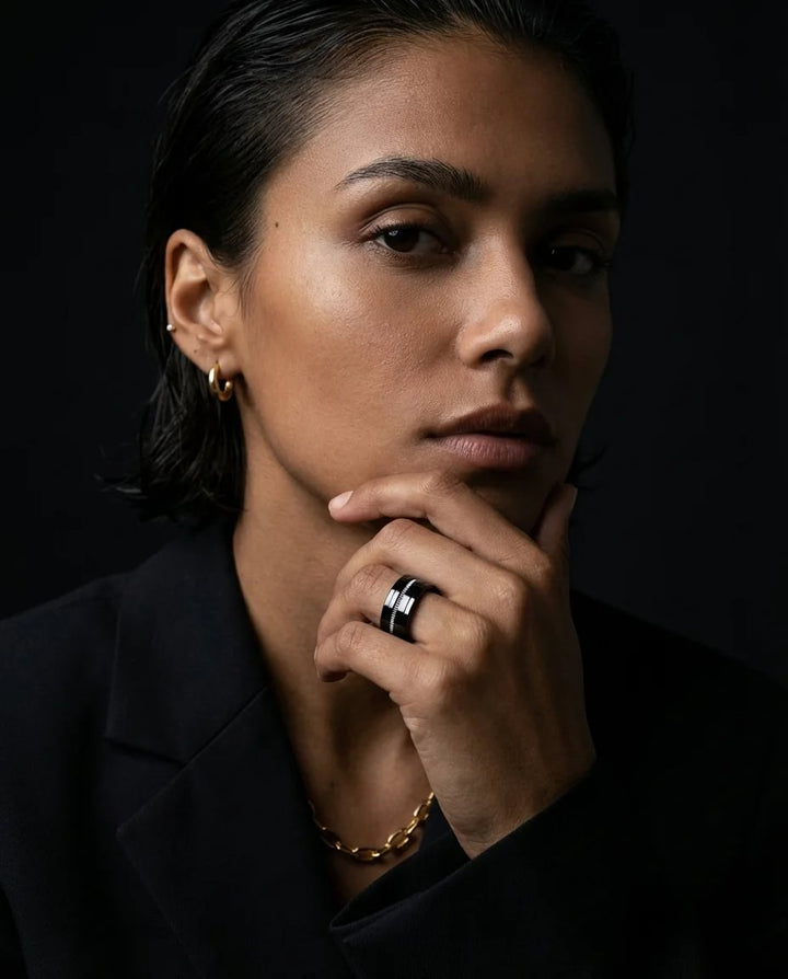 Anneau (mini) en argent 925 oxydé "Oria" pour bague mood interchangeable