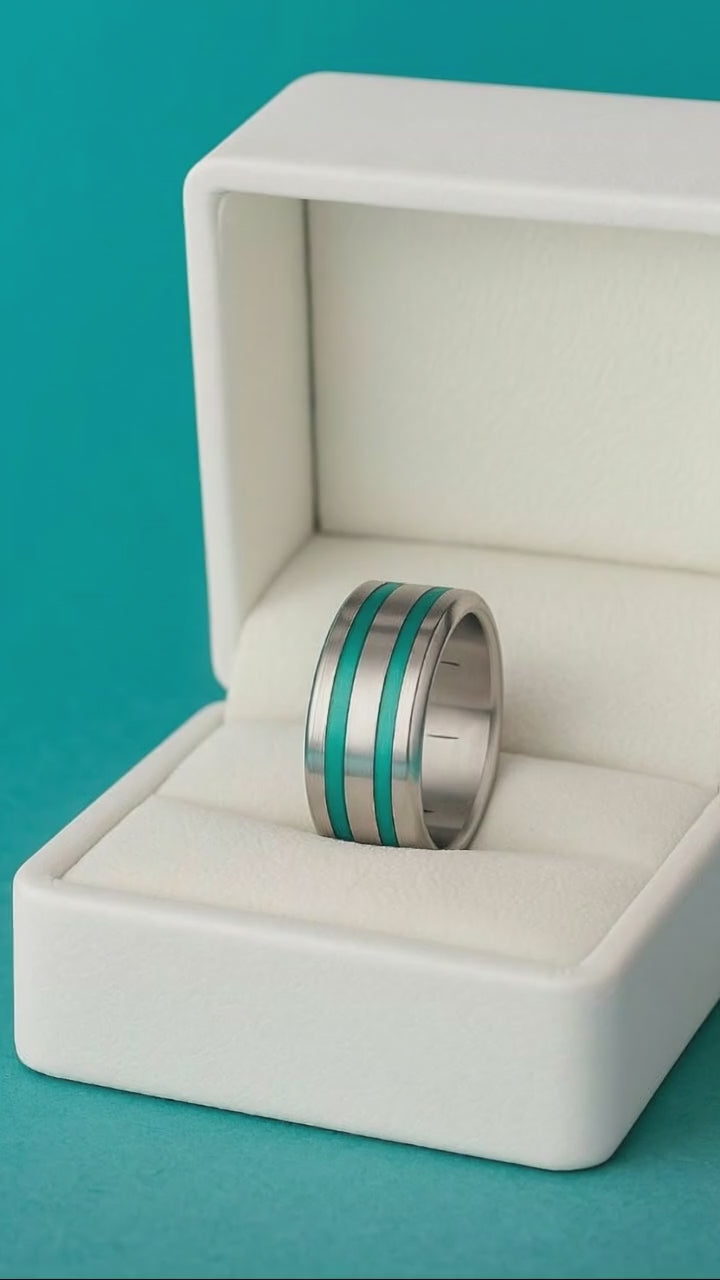 🦋  Set 2 Mini Addons aus türkisfarbenem Aluminium, für den auwechselbaren mood Ring